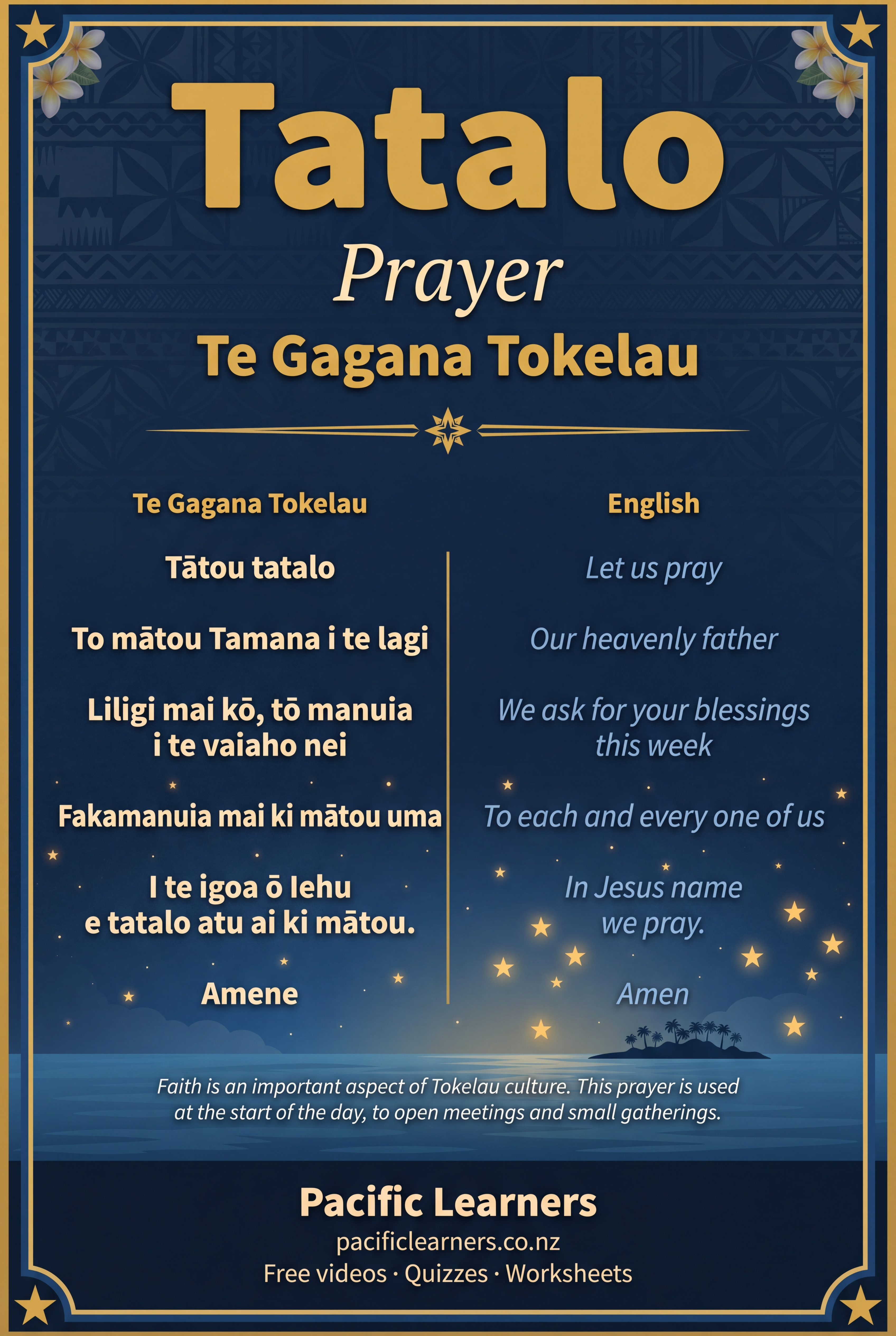 Tokelauan Prayer Poster